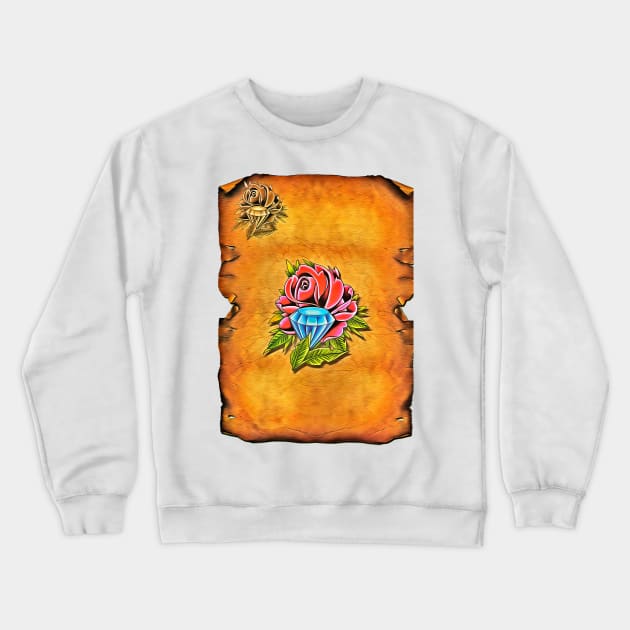 Rose Picture on Parchment Crewneck Sweatshirt by jshep